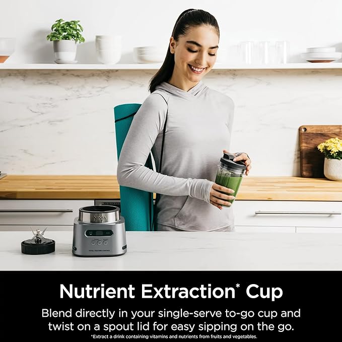 Ninja SS150 TWISTi Blender DUO High-Speed 1500 WP Smoothie Maker &amp Nutrient Extractor* 3 Functions Smoothie Frozen Drinks &amp Bowls smartTORQUE 34-oz. Pitcher &amp 18-oz. To-Go Cup Cloud S