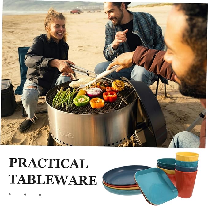 1set Camping Dinnerware Set Plate Bowl Set Material Unbreakable for Outdoor Activities