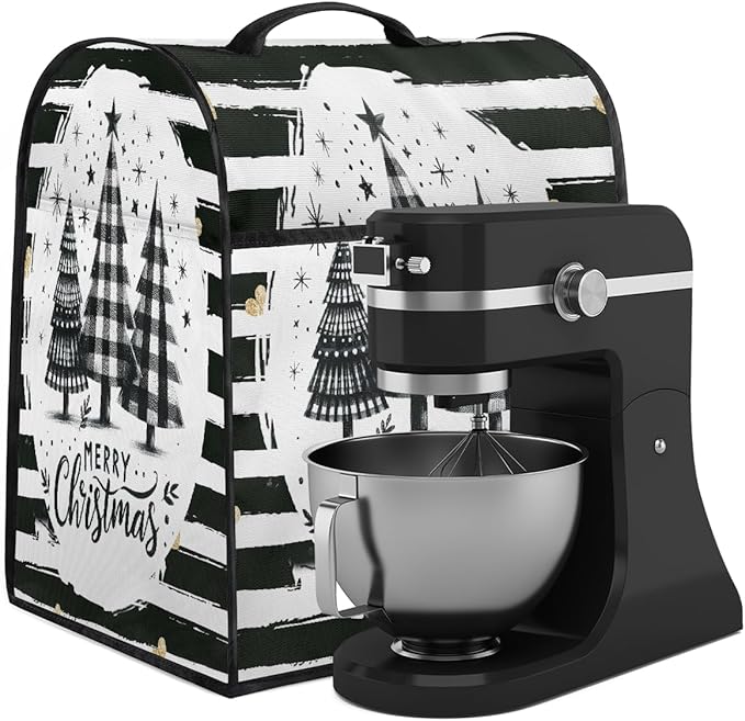 cfpolar Kitchen Aid Mixer Cover Compatible with 6-8 Quarts Christmas Tree Black And White Stand Mixer Cover Kitchen Aid Mixers Accessories Appliance Organizer Bag Dust Covers with Zipper Pocket
