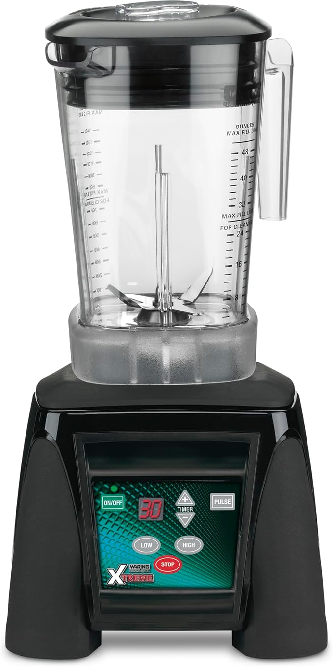 Waring Commercial MX1100XTXP 3.5 HP Blender with Electronic Keypad 30 Second Countdown Timer and 48 oz BPA Free Container 120V 5-15 Phase PlugBlack