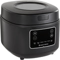 West Bend Programmable Rice &amp Grain Cooker with 7 Preset Functions Includes Delay Start and Keep Warm Features Easy View Window &amp Steam Basket 12 Cups Cooked (6 Uncooked) Black