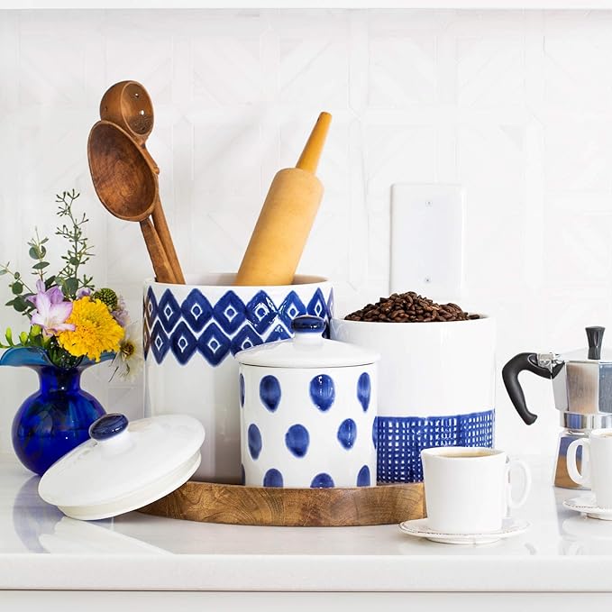 VIETRI Viva Santorini Collection Italian Dinnerware Sets (Dot Small Canister)