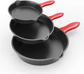 3 piece set cookware set 6 8 10 Inches for frying saute &ampmore easy use in the oven stove grill or campfire black with silicone heat-resistant cover