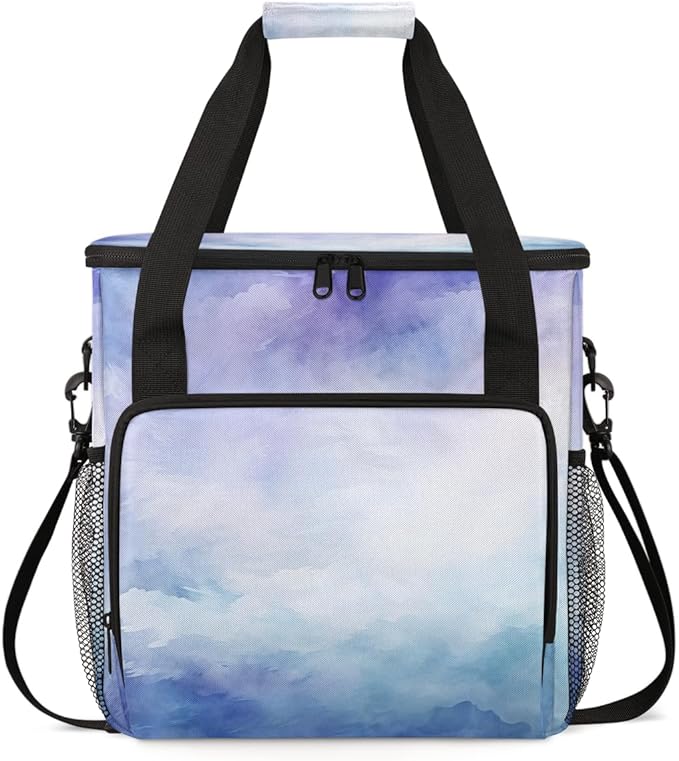 Blue Tie Dyeing Coffee Maker Carrying Bag Portable Travel Storage Tote Bag Compatible with K-Mini or K-Mini Plus Single Serve Coffee Brewer Carrying Case with Multiple Pockets &amp Shoulder Strap