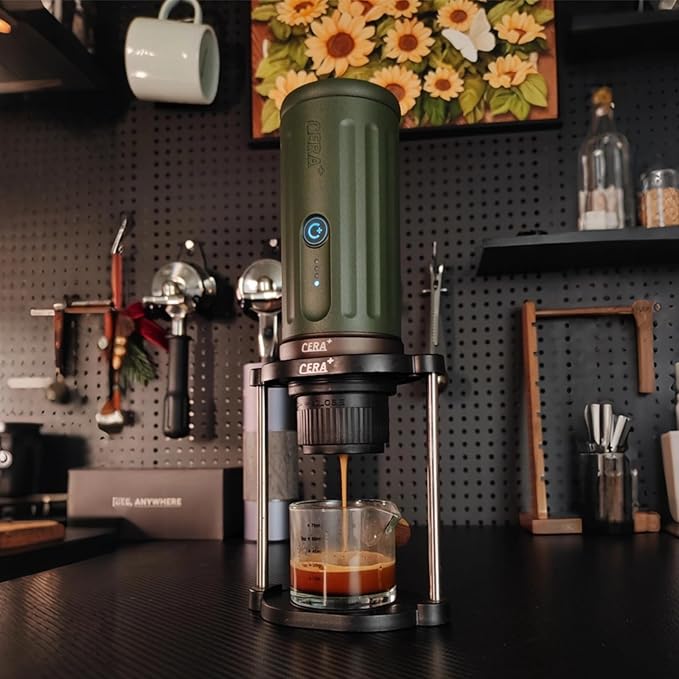 CERA+ Portable Espresso Machine 5-8 Cups per Charge Self-Heating 20 Bar NS Pods &amp Ground Coffee CERApresso Electric Travel Coffee Maker for Outing Working Camping