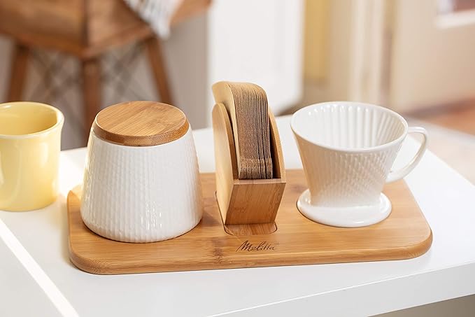 Melitta Artisan Porcelain Pour-Over Coffeemaker and Canister Set White