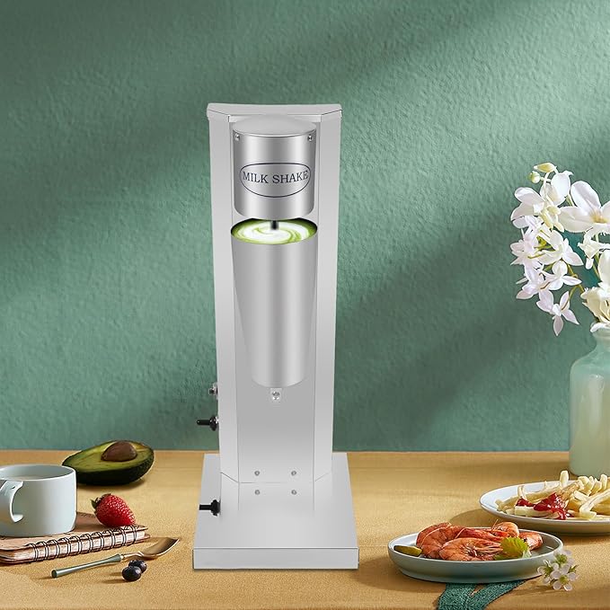 Milkshake Maker Machine Electric Milkshake Blender Maker Commercial Stainless Steel Milk Shaking Machine Single Head Milk Shaker with Two Types of Cups Electric Drink Mixer(Style 3)