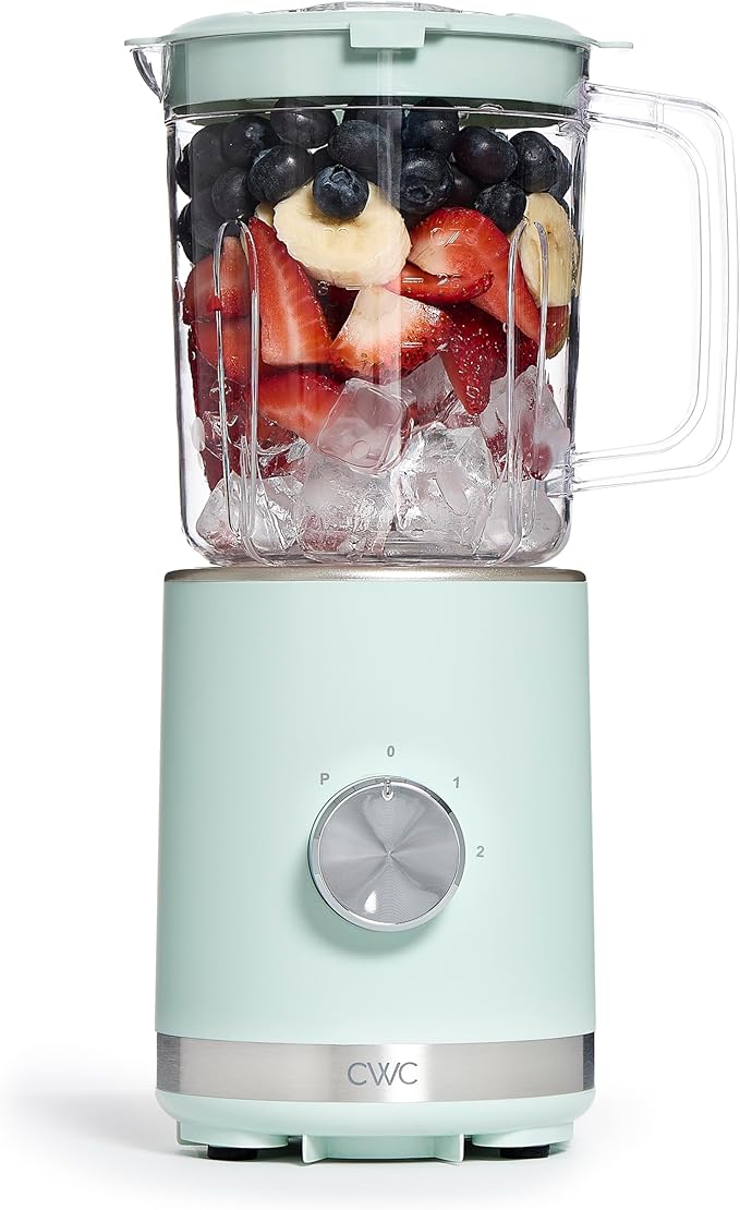 COOK WITH COLOR 300 Watt Blender: Powerful 2-Speed Control with Pulse 4-Tip Stainless Steel Blades 25oz (750ml) Jar and Skid-Resistant Feet Sage