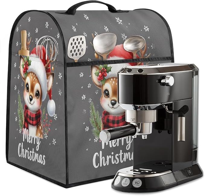 cfpolar Kitchen Aid Mixer Cover Compatible with 6-8 Quarts Elk Holly Christmas Hat Stand Mixer Cover Kitchen Aid Mixers Accessories Appliance Organizer Bag Dust Covers with Zipper Pocket