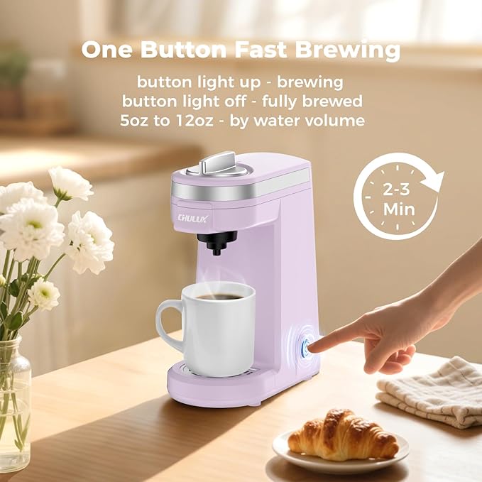 CHULUX Mini Coffee Maker for K Capsule Single Serve Coffee Maker for One Cup Americano Lightweight Pod Coffee Machine Lavender