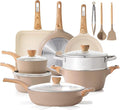 SENSARTE Ceramic Cookware Sets Pots and Pans Set Nonstick 20-Piece Induction Cookware Non-toxic Healthy Non Stick Kitchen Cooking Set with Stay-Cool Handles PFAS PTFE PFOA PFOS Free