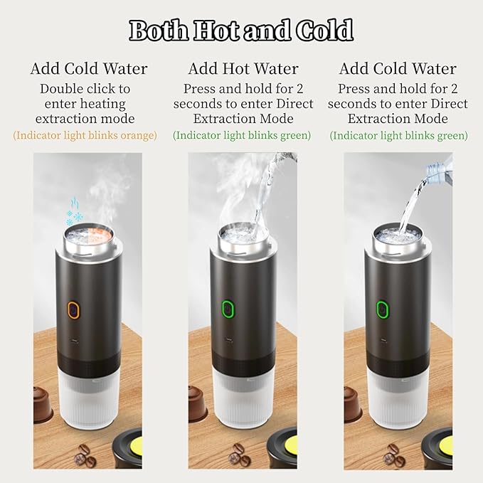 Portable Electric Espresso Machine 3 in 1 Travel Coffee Maker for Camping 15 Bar Self Heating Car Coffee Maker Capsules Coffee Machine for Camping Hiking Office