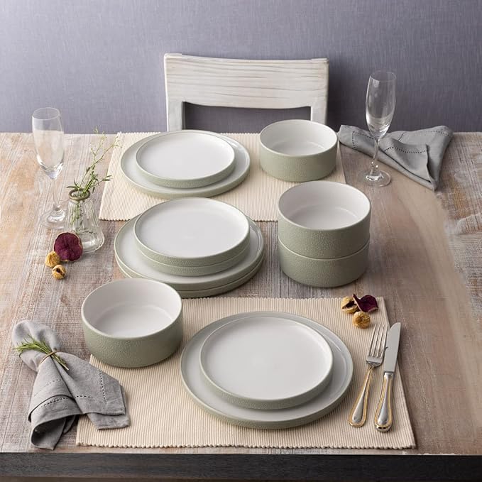 Noritake ColorTex Stone Sage 12-Piece Dinnerware Set Service for 4