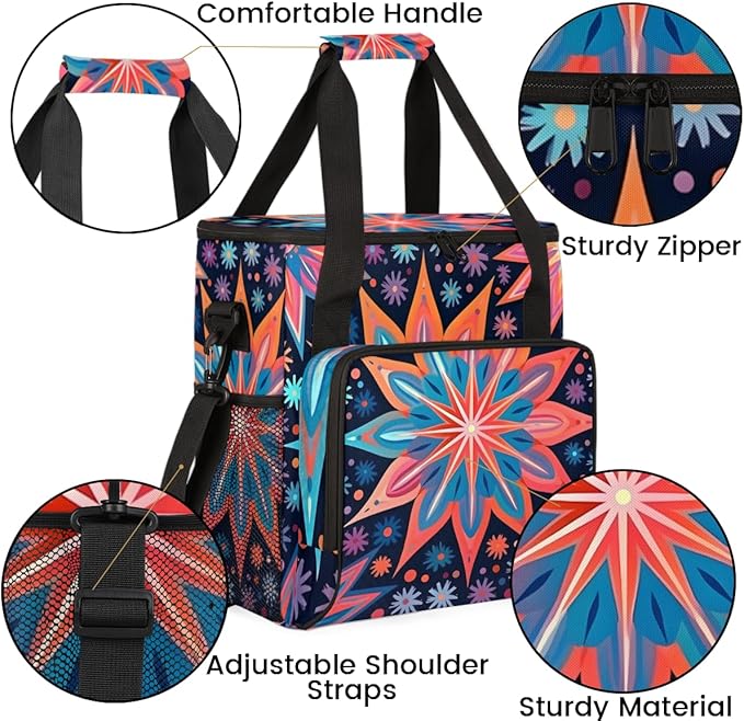 Watercolor Explosion Coffee Maker Carrying Bag Crazy Lines Star Travel Storage Bag Compatible with K-Mini or K-Mini Plus Single Serve Coffee Brewer Carrying Case with Pockets &amp Shoulder Strap