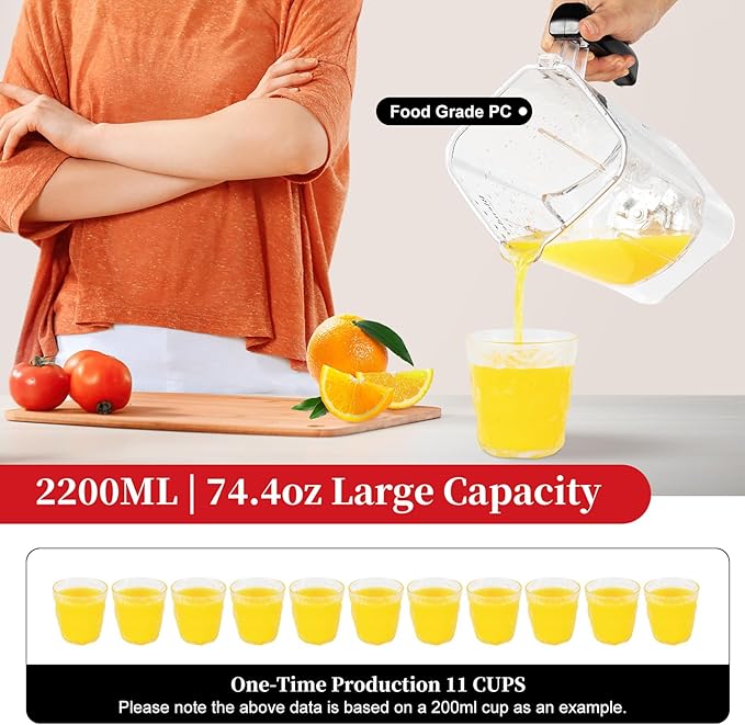Commercial Blender 2200W Blender Fruit Juicer Smoothie with Soundproof Cover Blender &amp 4 Preset Speeds 74-oz Large Capacity Blenders for Milkshakes Ice Cream Juices Strong &amp Quiet