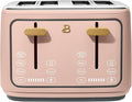 4 Slice Toaster with Touch Control Panel 1800W Fast Heating 7 Toast Shade Levels Extra Wide Slots for Bagels Removable Crumb Tray (Rose)