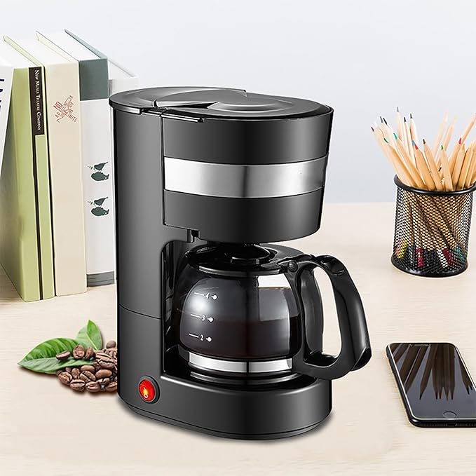 600W Mini Coffee Machine Fully Automatic Tea Maker with Insulation Function Above 50℃ Anti-drip Device and High-density Filter Suitable for Making Coffee and Milk