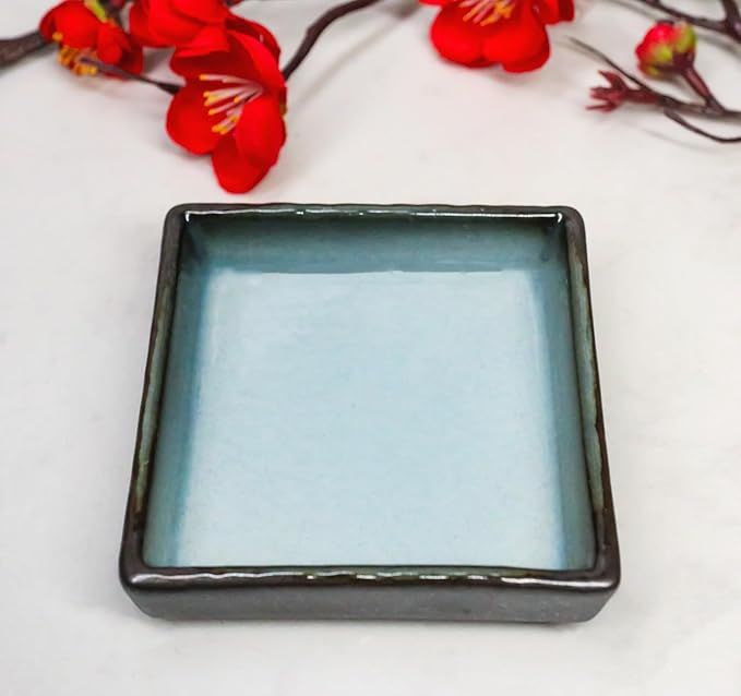 Ebros Gift Blue Sky Stars Artistic Seikai Porcelain Series Dinnerware Serveware Kitchenware Set Asian Japanese Dining Restaurant Supply (Pack Of 6 Square Condiment Sauce Dishes 2oz)
