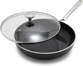 Orfeo 3QT Nonstick Saute Pan with Lid Made in Italy Diamond Ceramic PFAS-Free Cookware Induction Ready Scratch Resistant Laser-Fused Surface for Durability Dishwasher Safe Black