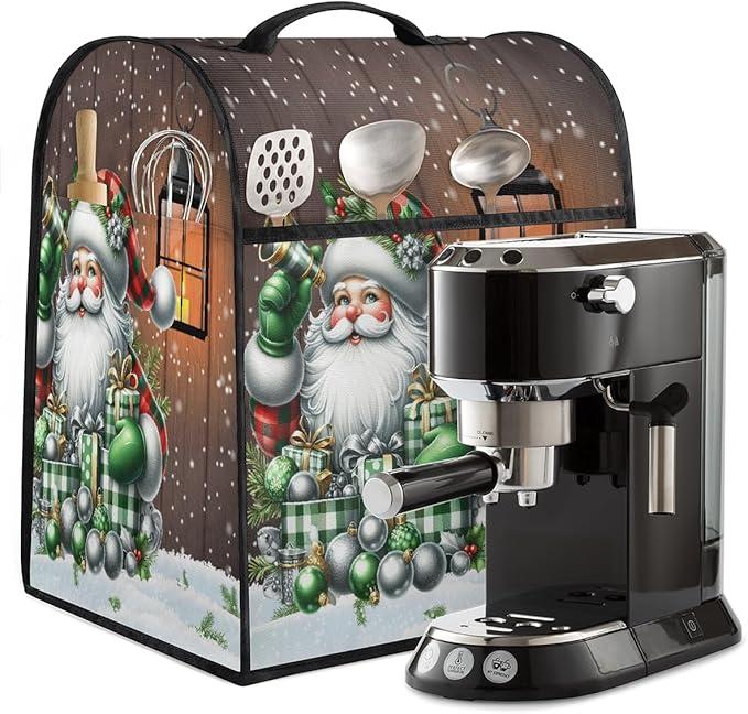 cfpolar Kitchen Aid Mixer Cover Compatible with 6-8 Quarts Xmas Santa Claus Green Holly Stand Mixer Cover Kitchen Aid Mixers Accessories Appliance Organizer Bag Dust Covers with Zipper Pocket