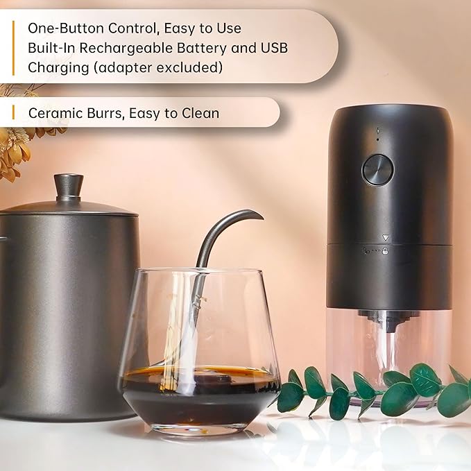 SuperCook Coffee Pour Over Kit Hand Drip with Kettle Electric Grinder Camping Travel Coffee Kit Ideal for Anniversary Birthday Gift