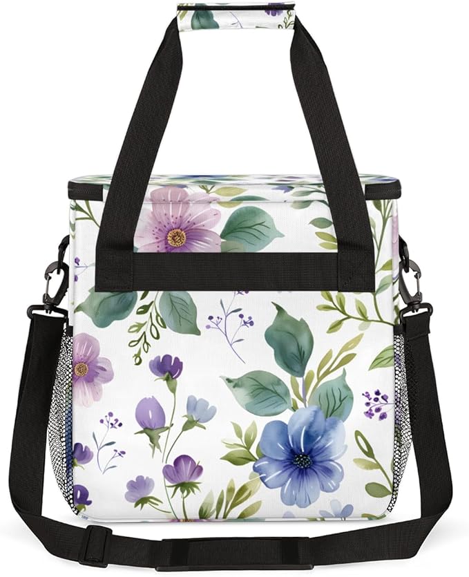 Dainty Flower Coffee Maker Carrying Bag Portable Travel Storage Tote Bag Compatible with K-Mini or K-Mini Plus Single Serve Coffee Brewer Carrying Case with Multiple Pockets &amp Shoulder Strap