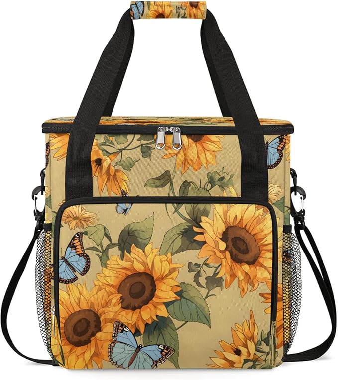 Butterfly Sunflower Prints Coffee Maker Carrying Bag for Keurig K-Mini or K-Mini Plus Storage Portable Coffee Maker Travel Bag