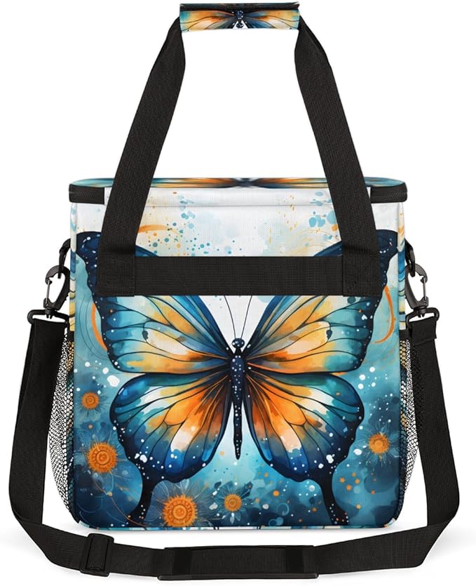 Artistic Butterfly Coffee Maker Carrying Bag Gothic Butterfly Travel Storage Bag Compatible with K-Mini or K-Mini Plus Single Serve Coffee Brewer Carrying Case with Multiple Pockets &amp Shoulder S