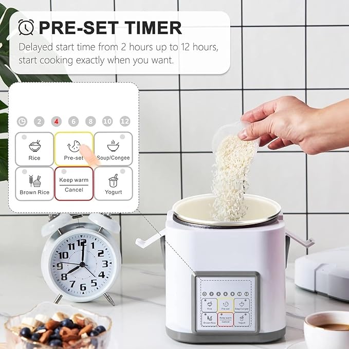 GRFIT Mini Rice Cooker 2.5 Cups(Uncooked) Ceramic Coating Portable Cooker 1.2L Travel Small for 1-3 People jinyi2016SHOP-1998