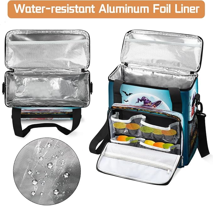 Halloween Witch Broom Moon Coffee Maker Carring Bag Travel Carrying Storage Tote Bag Compatible with Keurig K-Mini or K-Mini Plus Portable Single Serve Coffee Brewer Case with Pockets for K-cup Pods