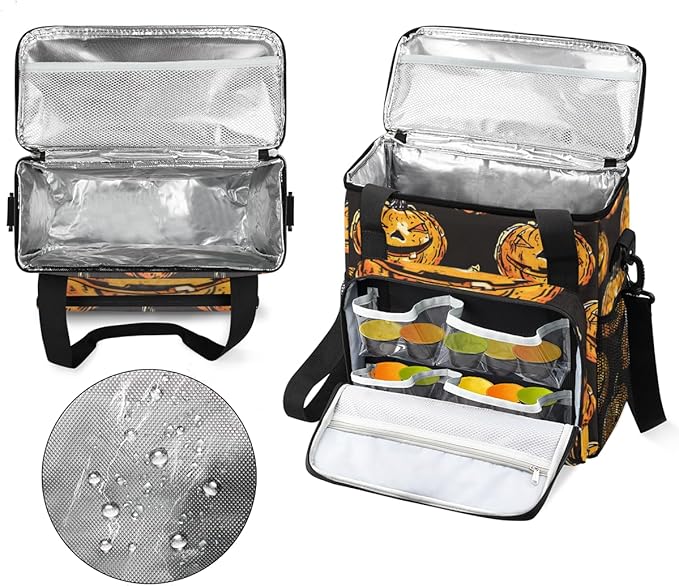 Cartoon Pumpkin Coffee Maker Carrying Bag Glitter Pumpkin Travel Storage Bag Compatible with K-Mini or K-Mini Plus Single Serve Coffee Brewer Carrying Case with Multiple Pockets &amp Shoulder Strap