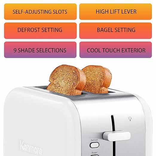 Kenmore Coffee Maker 12 cup Drip Coffee Machine Programmable Aroma Control Glass Carafe &amp Kenmore 2-Slice Toaster White Stainless Steel Extra Wide Slots Bagel and Defrost Functions