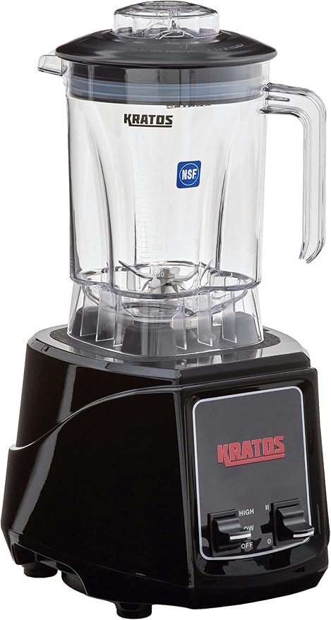 Kratos Commercial 2 HP Blender with Toggle Controls Pulse Feature 48 Oz. Jar 120V 1500W 5-15P Plug Black Countertop Professional Blender (29B-002)