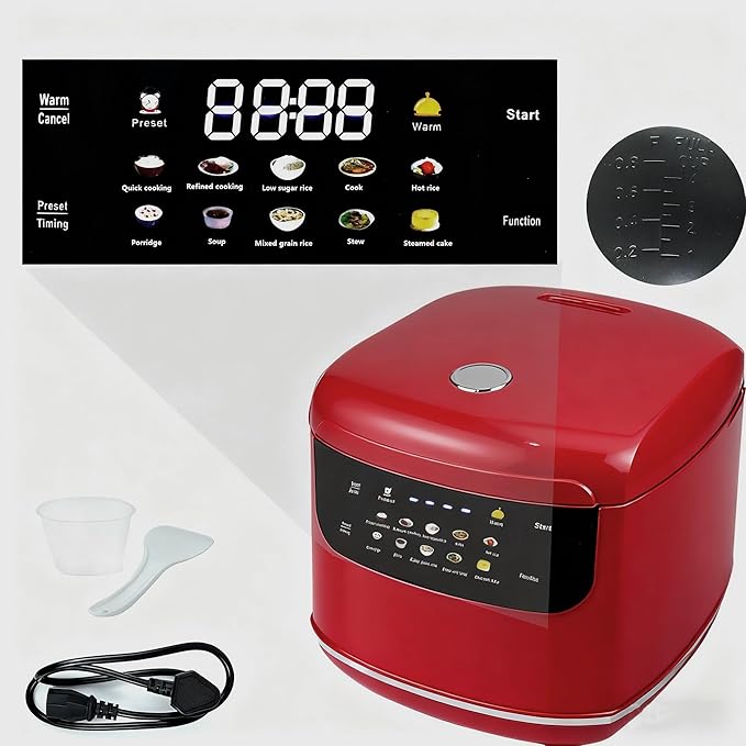 Smart Rice cooker2L Mini Protable Rice Cooker6 Cups Cooked/3 Cups Uncooked400W Non-Stick Rice Maker 24 hours Timer Delay10 FunctionsFast CookerAuto Keep Warm