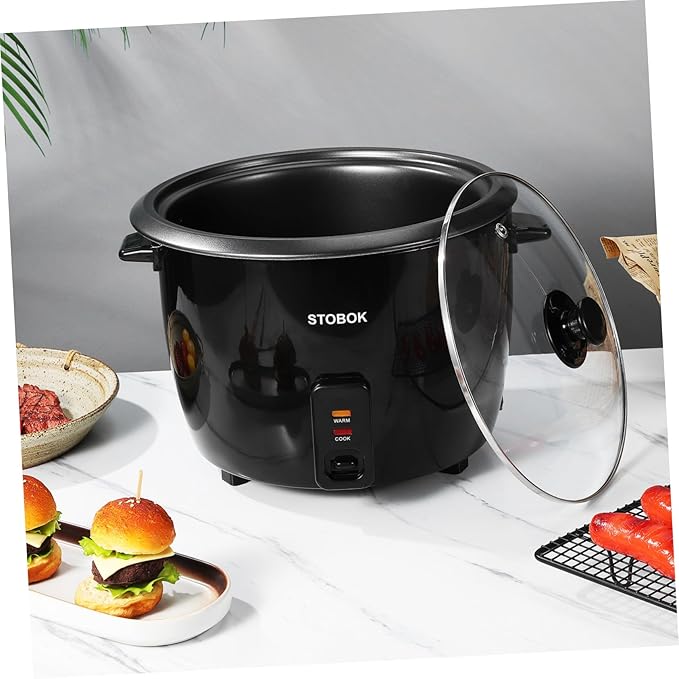Lurrose Electric Rice Cooker with Clear Lid Portable Household Stew Pot for Rice Porridge Soup and Steamer US Plug Small Appliance for Easy One-button Cooking