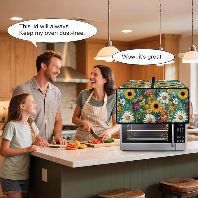 Sunflower Daisy Toaster Oven Cover with Storage Pockets Multipurpose Microwave Air Fryer Kichen Appliances Protective Covers Essential for Everyday Home Kitchens