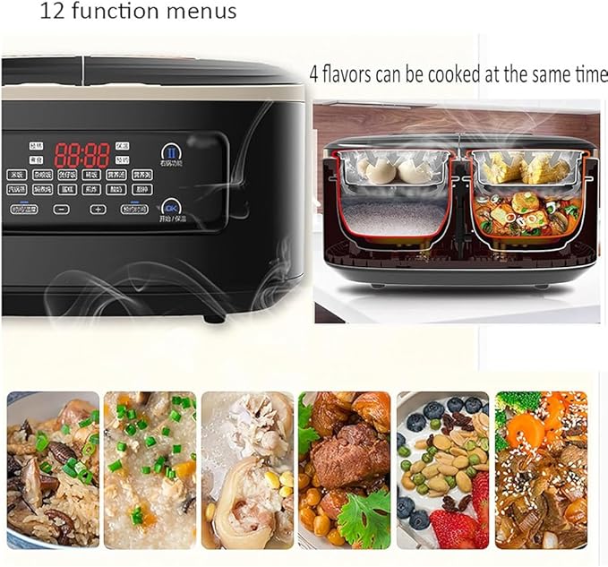 5-Liter Household Rice Cooker with Double Inner Pots And Multi-Functional Design 24-Hour Timer And Keep-Warm Function Suitable for 1-8 People