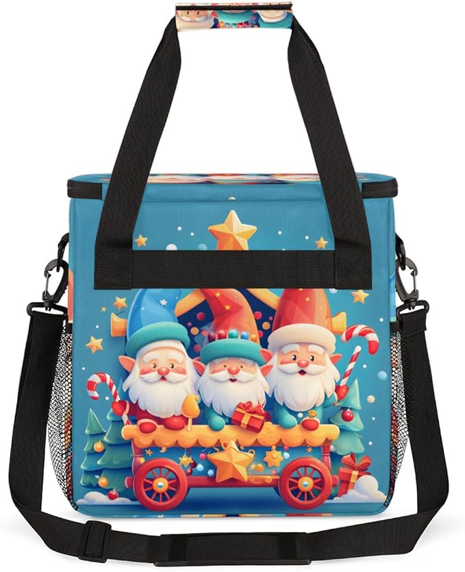 Fantastic Santa Claus Coffee Maker Carrying Bag Colorful Santa Claus Travel Storage Bag Compatible with K-Mini or K-Mini Plus Single Serve Coffee Brewer Carrying Case with Pockets &amp Shoulder Str