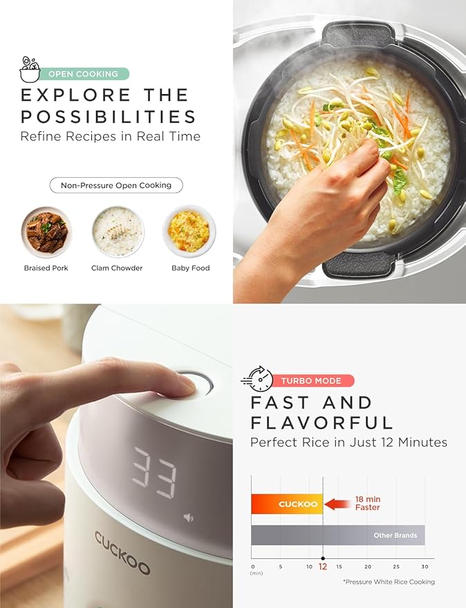 CUCKOO Twin Pressure Rice Cooker 6-Cup Uncooked / 12-Cup Cooked with Induction Heating Technology 20 Menu Modes with Voice Guide Versatile Rice Maker Multi-Cooker &amp Pressure Cooker (CRP-LHTR0609