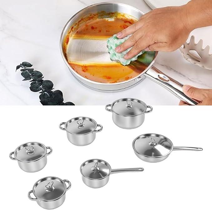 Pssopp Stainless Steel Pot Pan Set Various Cooking Methods Cookware Sets for Home Induction Oven Cooking