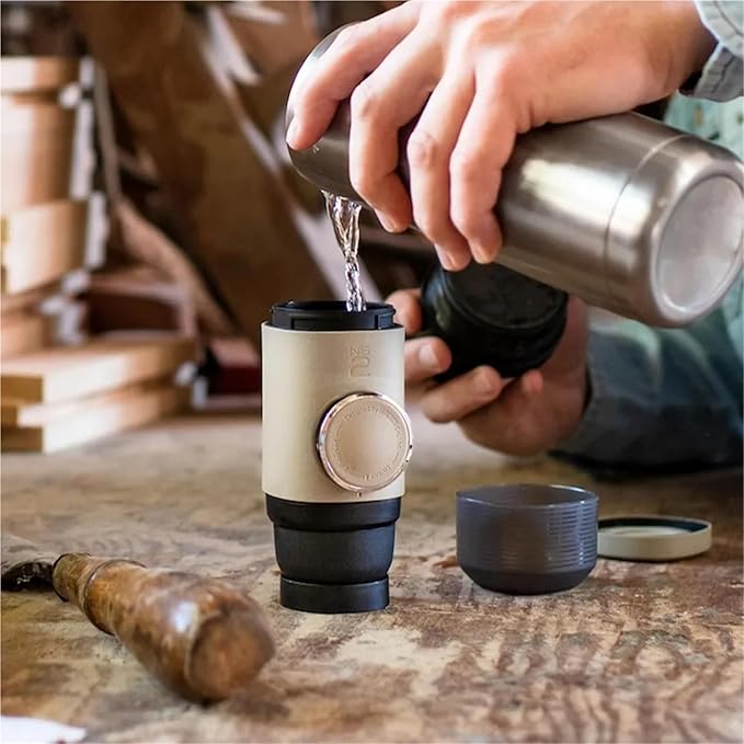 Portable Coffee Machine Portable Espresso Machine Compatible With Capsules And Compatible Devis Manually Operated 18 Bar Small Handheld Coffee Machine for Outdoor Travel Picnic(Capsule Edition)