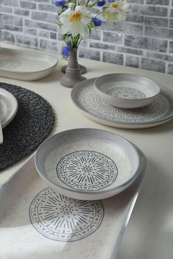 Dinnerware Set - Stone - 10 Pieces - 4 Persons - Stoneware