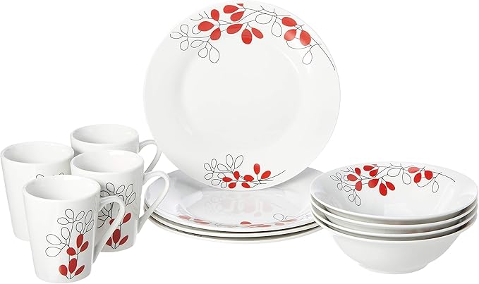 Gibson Scarlet Leaves 12 pc Dinnerware Set