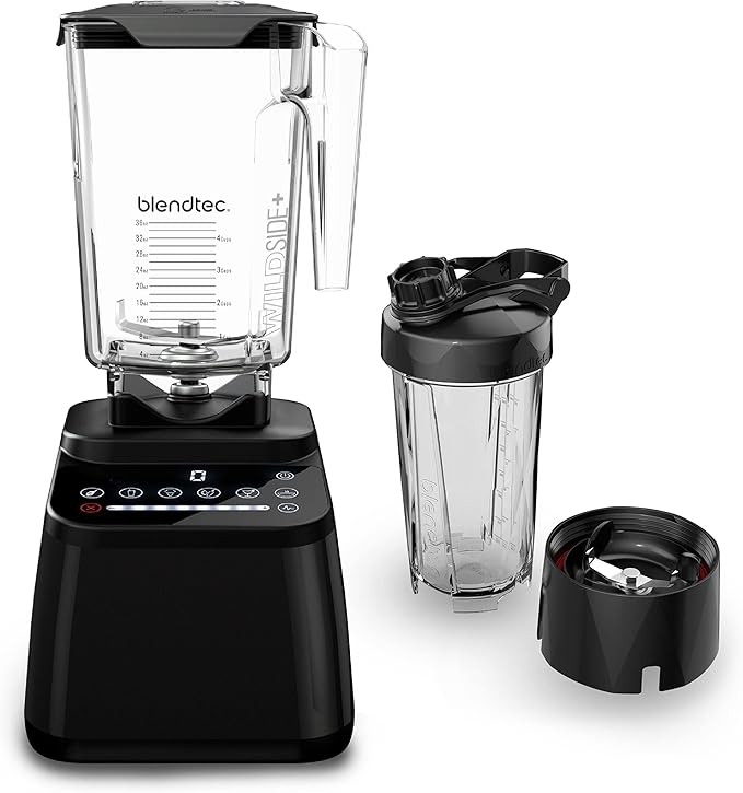 Blendtec Designer Series Blender with 90 oz WildSide+ Jar and 34 oz GO Travel Bottle - Kitchen Blender Bundle - Black