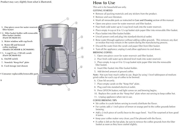 BLACK+DECKER 5-Cup Coffeemaker DCM600B Black