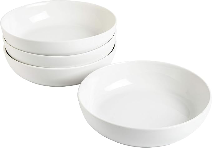 Gibson Home Zen Buffet 4-Piece 41oz Salad Bowls Porcelain Ceramic Chip and Scratch Resistant Pasta Bowl Serving Bowls Soup Bowls Set Large Capacity Dishwasher &amp Microwave Safe White