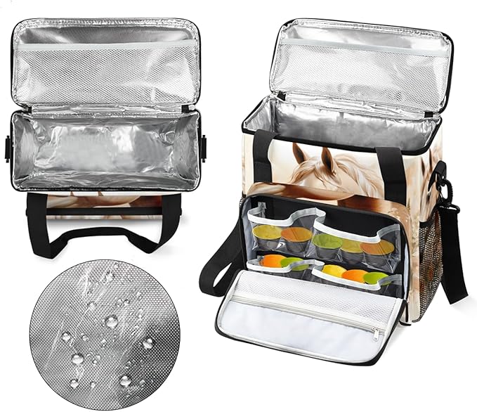 Horse Coffee Maker Carrying Bag Flowers Horse Portable Travel Storage Tote Bag Compatible with K-Mini or K-Mini Plus Single Serve Coffee Brewer Carrying Case with Multiple Pockets &amp Shoulder Str
