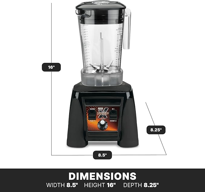 Waring Commercial MX1200XTXP 3.5 HP Blender with Variable Speed Dial Controls and 48 oz. BPA Free Copolyester Container 120V 5-15 Phase PlugBlack
