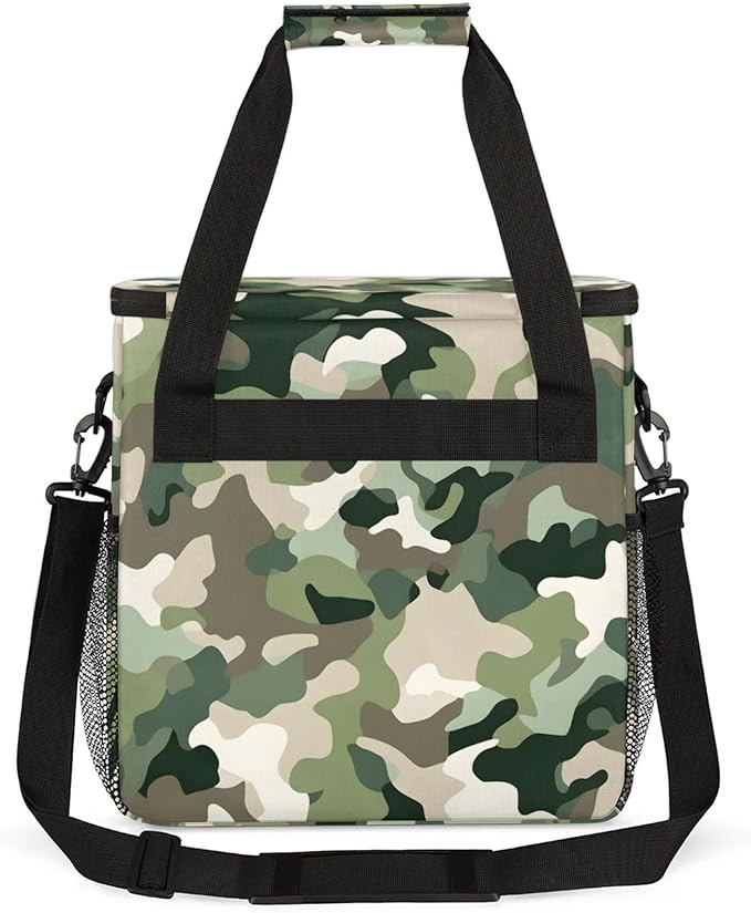 Camouflage Themed Coffee Maker Travel Bag for Keurig K-Mini/K-Mini Plus Insulated Waterproof Tote with Pockets for K-Cup Portable Single-Serve Brewer Case