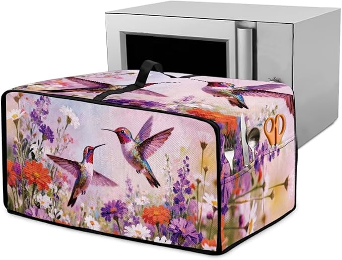 Toaster Oven Dust Cover Hummingbird Daisy Print Bread Maker Cover Machine Washable Kitchen Small Appliance Protector with Side Pockets Kitchen Decorations S